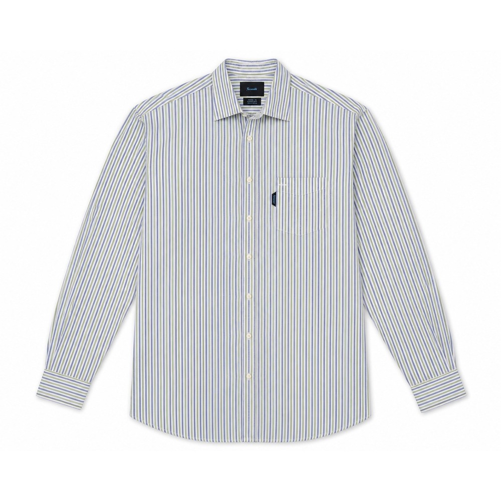 Faconnable‎ Button Down Shirt Mens XL Blue Green Striped Long Sleeve Cotton Prep